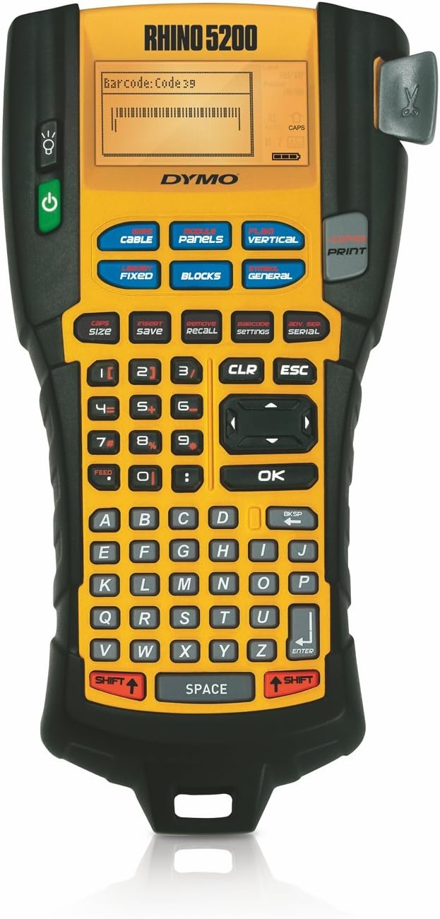 DYMO Industrial Label Maker Rhino 5200 Label Maker Time-Saving Hot Keys Prints Fast Durable For Job Sites and Heavy-Duty Labeling Jobs
