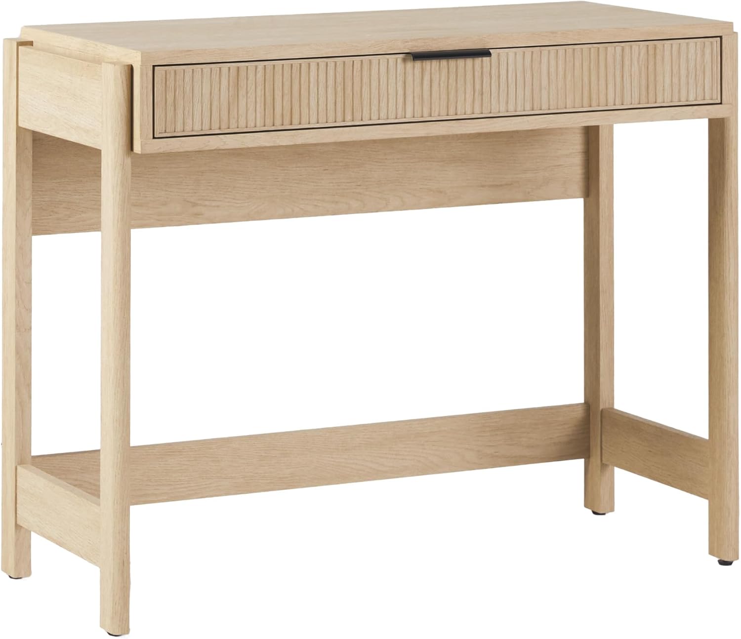 Walker Edison Transitional Office Design, Reeded Drawer Front Detail, Writing Desk with Drawer, Spacious Desktop, Complementary in Living Spaces, 38”W x 16.75”D x 30”H, Coastal Oak