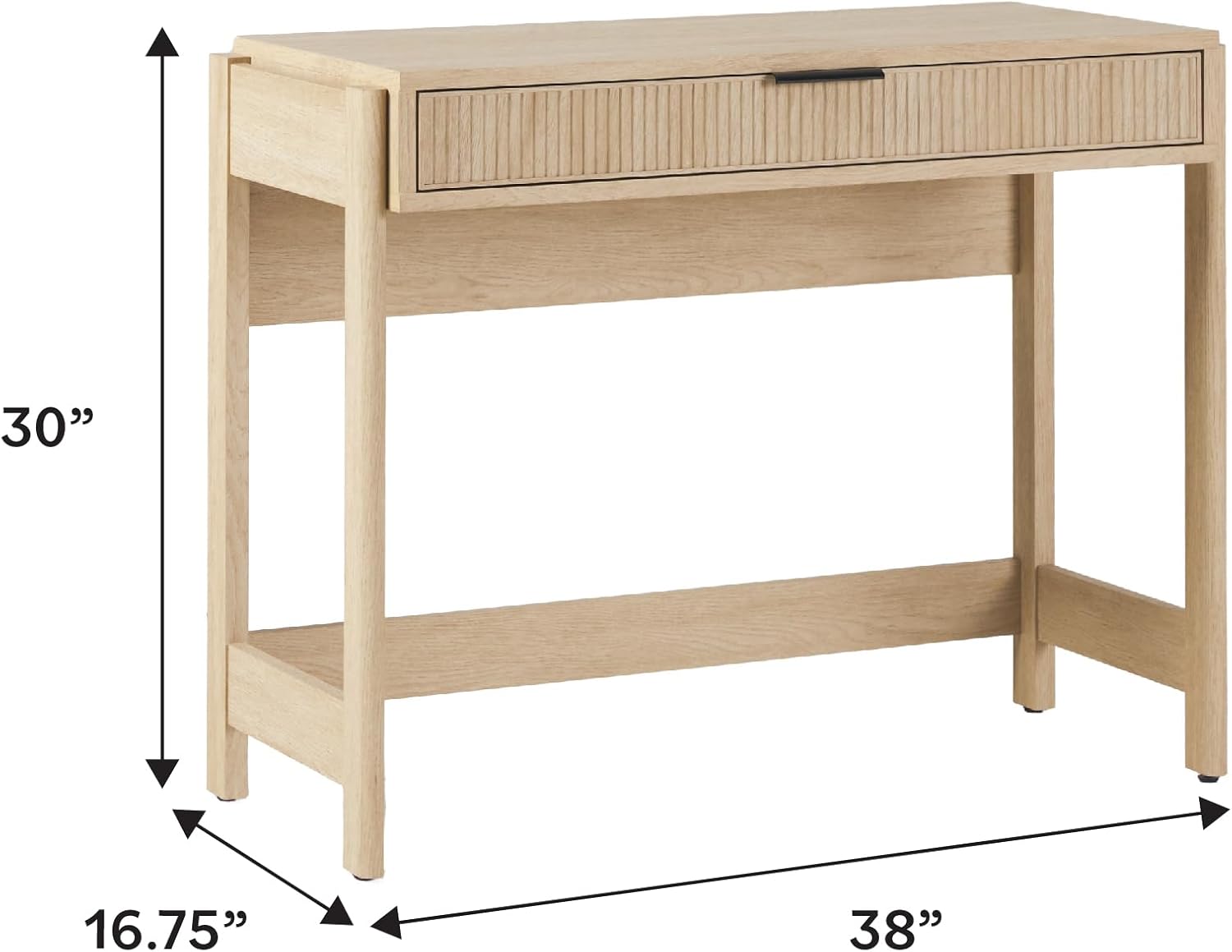 Walker Edison Transitional Office Design, Reeded Drawer Front Detail, Writing Desk with Drawer, Spacious Desktop, Complementary in Living Spaces, 38”W x 16.75”D x 30”H, Coastal Oak - Image 12